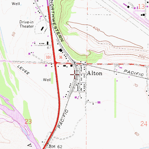 Topographic Map of Alton, CA