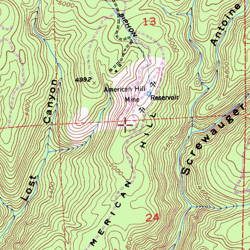 Topographic Map of American Hill, CA