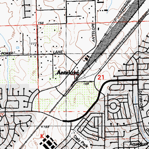 Topographic Map of Antelope, CA