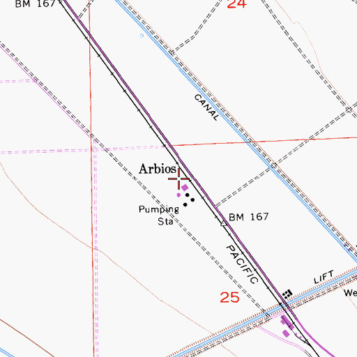 Topographic Map of Arbios, CA