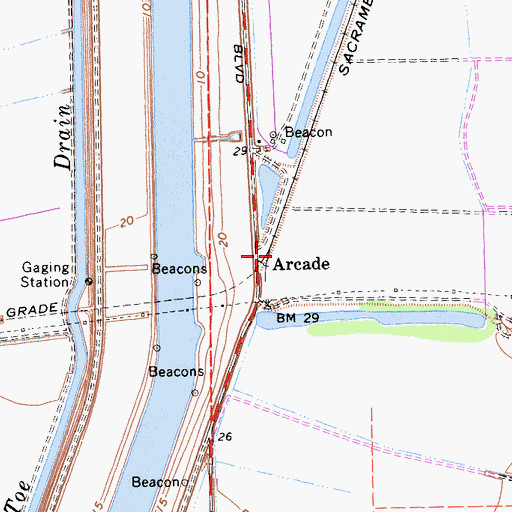 Topographic Map of Arcade, CA