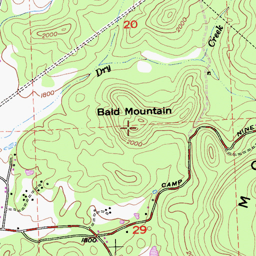 Topographic Map of Bald Mountain, CA