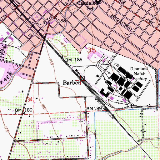 Topographic Map of Barber, CA