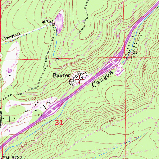Topographic Map of Baxter, CA