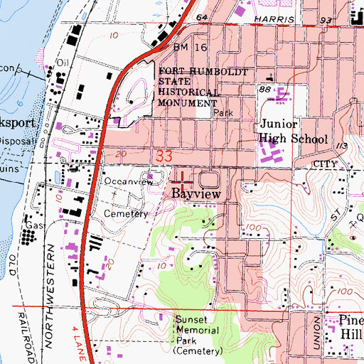 Topographic Map of Bayview, CA