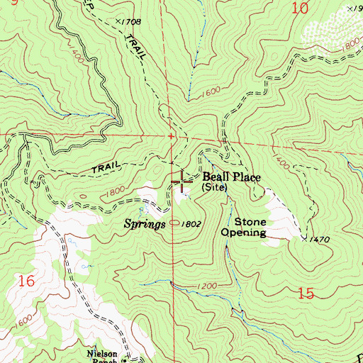 Topographic Map of Beall Place, CA
