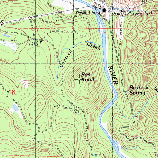 Topographic Map of Bee Knoll, CA