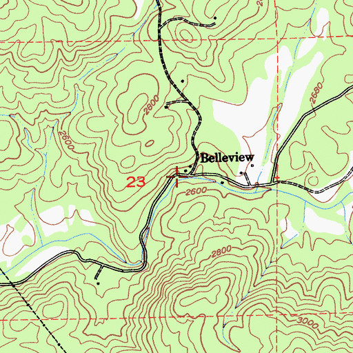 Topographic Map of Belleview, CA