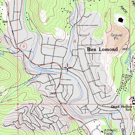 Topographic Map of Ben Lomond, CA