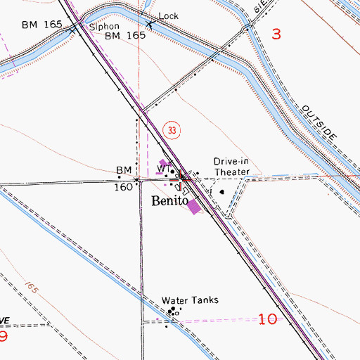 Topographic Map of Benito, CA