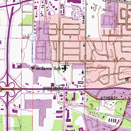 Topographic Map of Westlawn Elementary School, AL