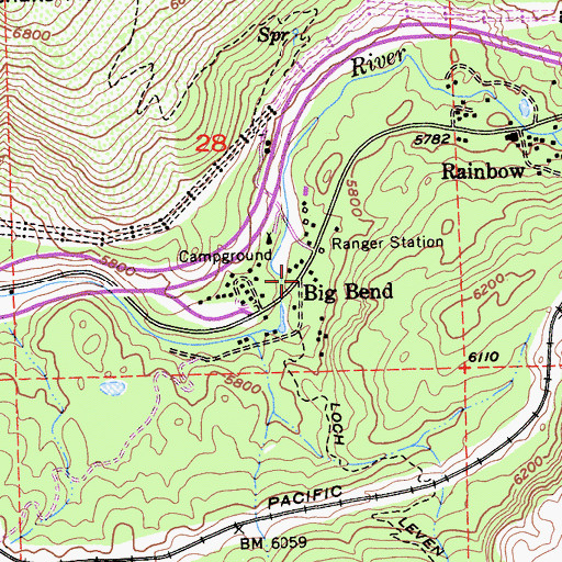Topographic Map of Big Bend, CA