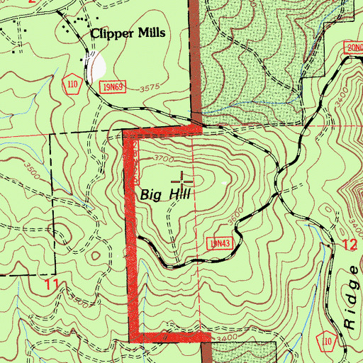 Topographic Map of Big Hill, CA