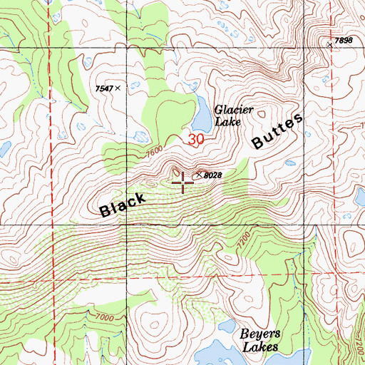 Topographic Map of Black Buttes, CA