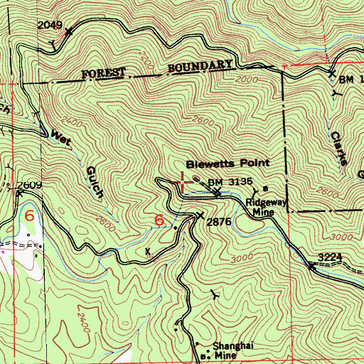 Topographic Map of Blewetts Point, CA