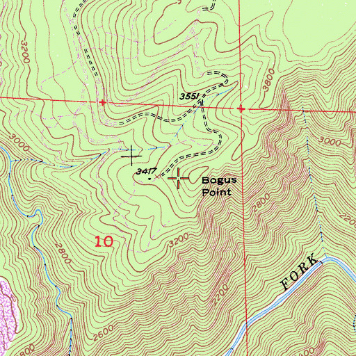 Topographic Map of Bogus Point, CA