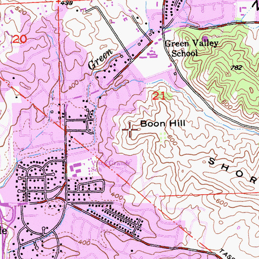 Topographic Map of Boon Hill, CA