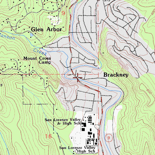 Topographic Map of Brackney, CA