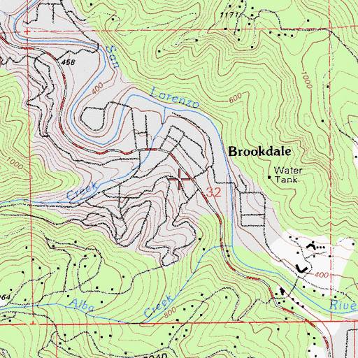 Topographic Map of Brookdale, CA