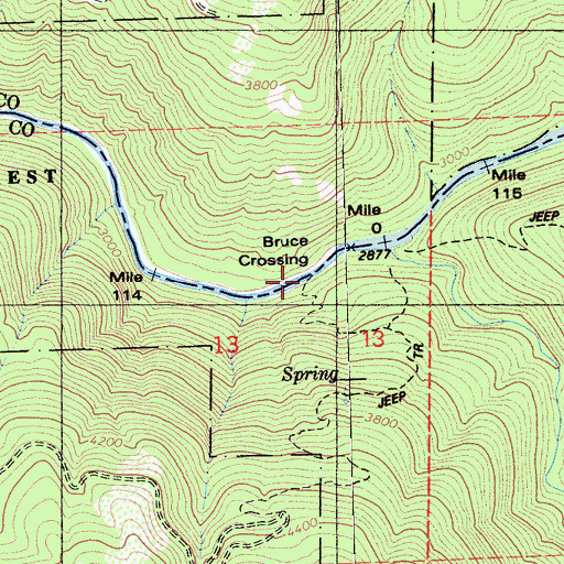 Topographic Map of Bruce Crossing, CA