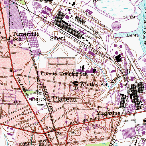 Topographic Map of Whitley Elementary School, AL