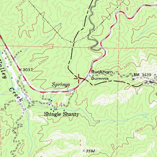 Topographic Map of Buckhorn Summit, CA