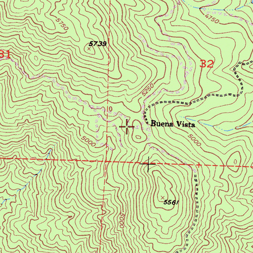 Topographic Map of Buena Vista, CA