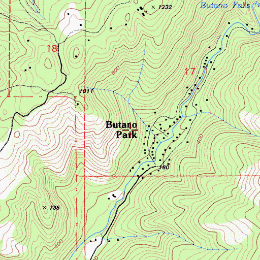 Topographic Map of Butano Park, CA