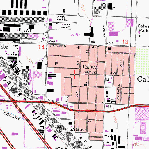 Topographic Map of Calwa, CA