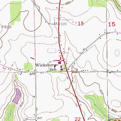 Topographic Map of Wicksburg High School, AL