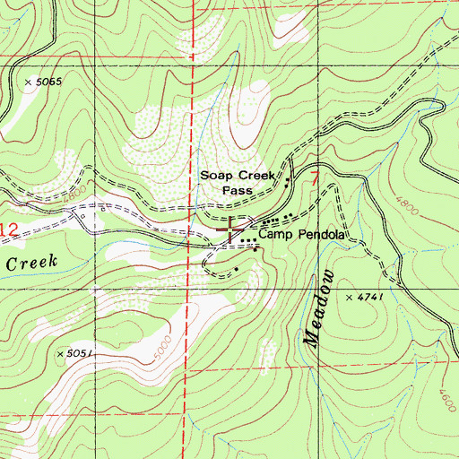 Topographic Map of Camp Pendola, CA