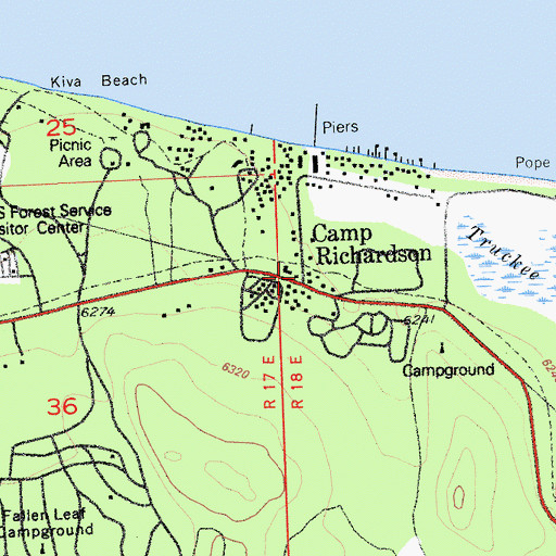 Topographic Map of Camp Richardson, CA