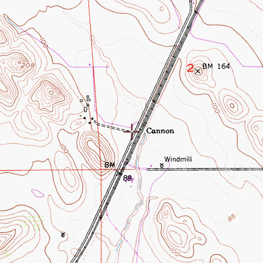 Topographic Map of Cannon, CA