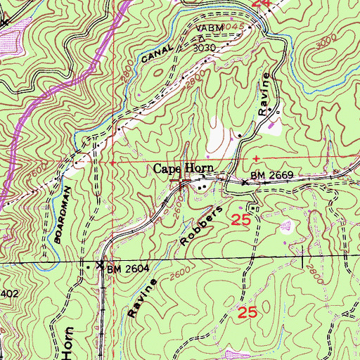 Topographic Map of Cape Horn, CA