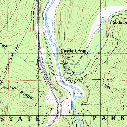 Topographic Map of Castle Crag, CA