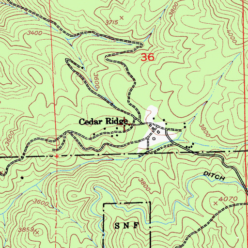 Topographic Map of Cedar Ridge, CA