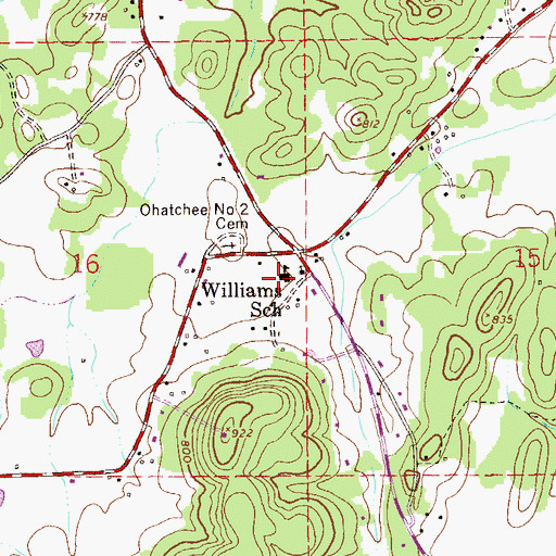 Topographic Map of Williams Junior High School, AL