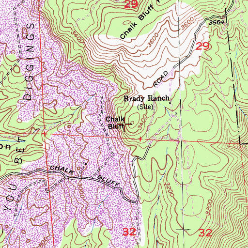 Topographic Map of Chalk Bluff, CA