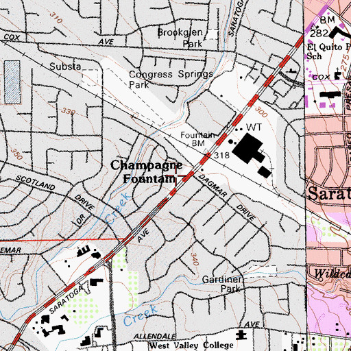 Topographic Map of Champagne Fountain, CA