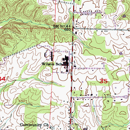 Topographic Map of Wilson Junior High School, AL