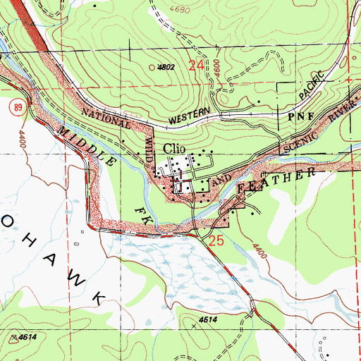 Topographic Map of Clio, CA