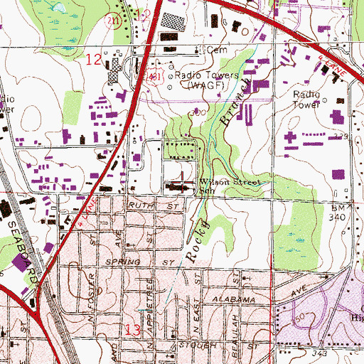 Topographic Map of Wilson Street Elementary School, AL