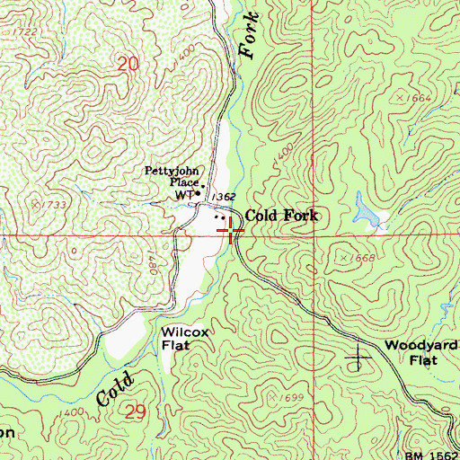 Topographic Map of Cold Fork, CA