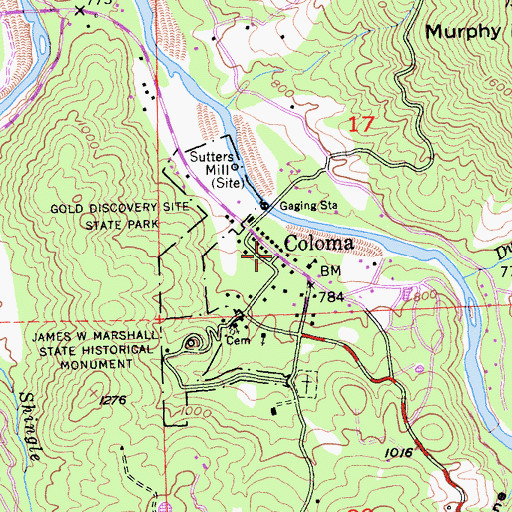 Topographic Map of Coloma, CA