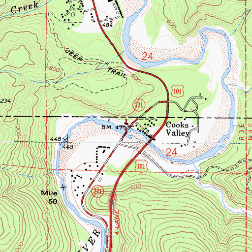 Topographic Map of Cooks Valley, CA