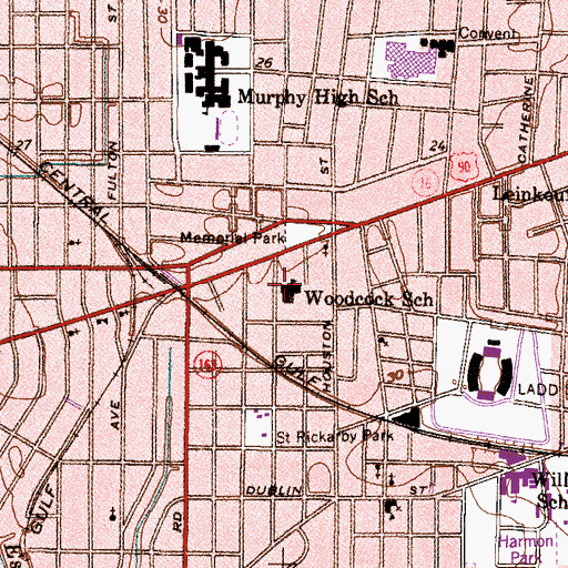 Topographic Map of Woodcock Elementary School, AL