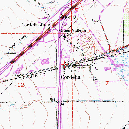 Topographic Map of Cordelia, CA
