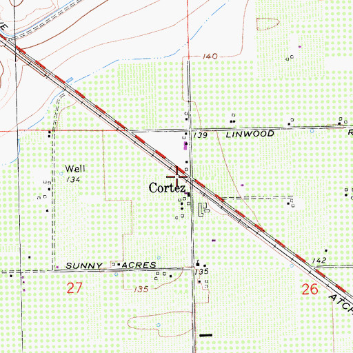 Topographic Map of Cortez, CA