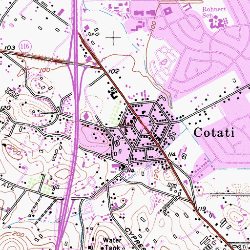 Topographic Map of Cotati, CA