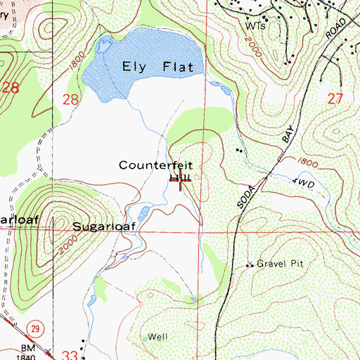 Topographic Map of Counterfeit Hill, CA